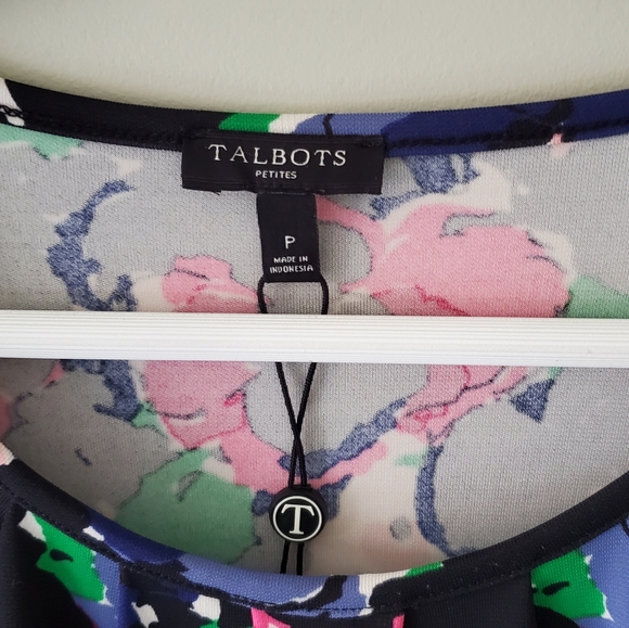 NWT Talbots XSP Whimsigoth Retro Floral Artsy 3/4 Sleeve Jersey Knit Shift Dress - Picture 5 of 11